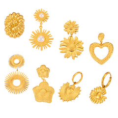 Sculptural Flower or Geometric Drop Earrings