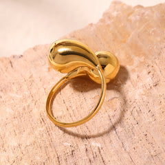18K Gold-Plated Double Teardrop Open Ring