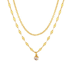 Gold-Tone Double-Layer Cubic Zirconia Necklace