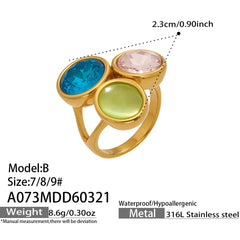 Colorful Glass Stone Cluster Ring