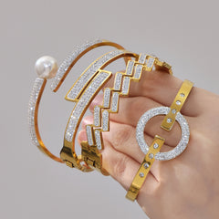 Sparkling Geometric Bangle Bracelet
