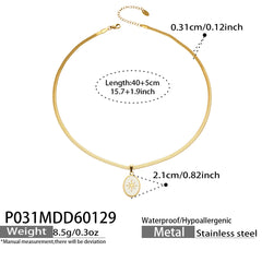18K Gold-Plated Starburst Enamel Herringbone Necklace