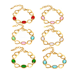 Faceted Glass Oval Link Bracelet