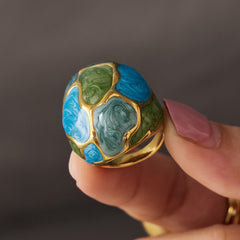 Colorful Enamel Sculptural Statement Rings