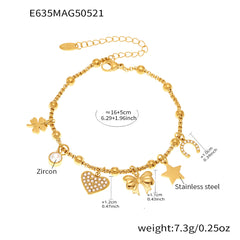 Gold-Tone Sparkling Charm Bracelet or Anklet
