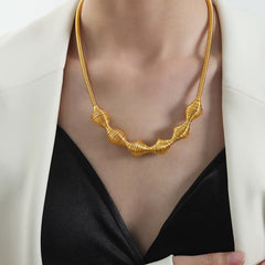 Gold-Tone Sculptural Layered Chain Necklace