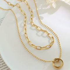 18K Gold-Plated Round Link Layered Necklace