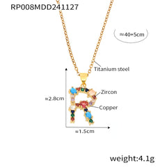Color Cubic Zirconia Initial Pendant Charm