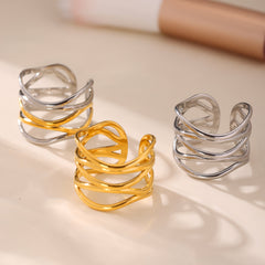 18K Gold-Plated Open Line Statement Ring