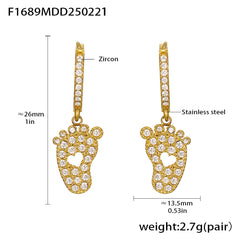 18K Gold-Plated Cubic Zirconia Charm Hoop Earrings