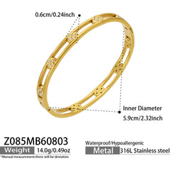 Gold-Tone Cubic Zirconia Wave Bangle Designs