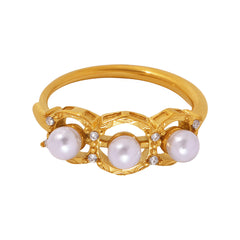 18K Gold-Plated Shell Pearl-Look Open Ring