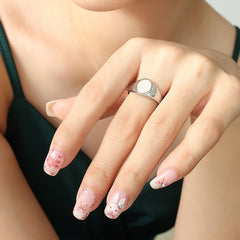 White Shell Minimal Band Ring