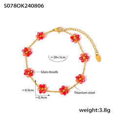 Glass Bead Flower Necklace, Bracelet & Anklet