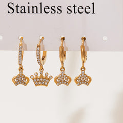 Crown Charm Hoop Earrings