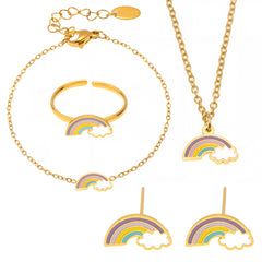 Rainbow & Cloud Enamel Necklace, Ring, Bracelet or Earrings