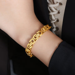 Gold-Tone Rounded Link Bracelet