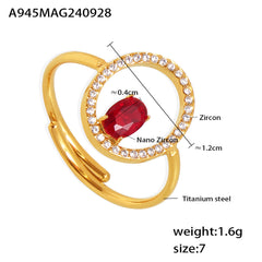 Adjustable Circle Cubic Zirconia Open Ring