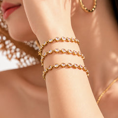 18K Gold-Plated Round Cubic Zirconia Bracelet