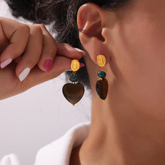 Tiger-Eye & Black Agate Heart Jewelry