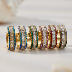 18K Gold-Plated Double-Row Cubic Zirconia Hoops