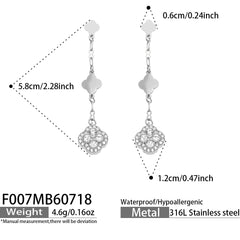 18K Gold-Plated Cubic Zirconia Flower Drop Earrings