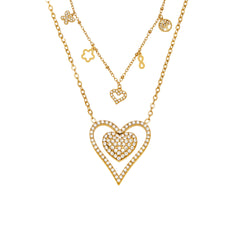 Cubic Zirconia Heart Layered Necklace Designs