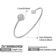 18K Gold-Plated Sparkling Flower Open Cuff Designs
