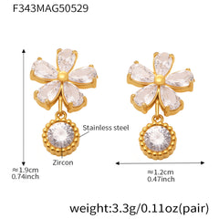 Cubic Zirconia Flower Drop Earrings
