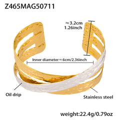 18K Gold-Plated Enamel Stripe Open Cuff Bracelet