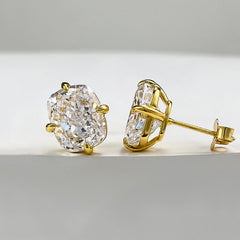 Chunky Rectangle Diamond Stud Earrings