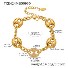 18K Gold-Plated Rounded Link Necklace or Bracelet