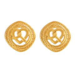 Textured Openwork Heart Stud Earrings