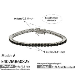 Cubic Zirconia Stainless Steel Tennis Bracelets