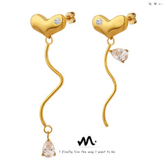 Asymmetric Heart Wave Drop Earrings