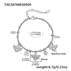 18K Gold-Plated Heart and Insect Charm Jewelry