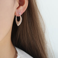 Rounded Teardrop Open-Hoop Earrings