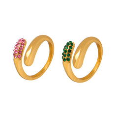 Colored Stone Crossed Open Ring