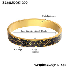18K Gold-Plated Ornamental Enamel Bangle