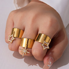 Cubic Zirconia Star Charm Open Rings