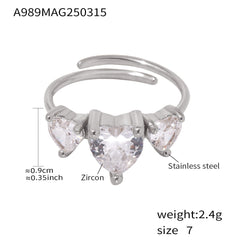 Triple Heart Cubic Zirconia Open Ring