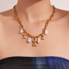 Cubic Zirconia and Bear Charm Necklaces