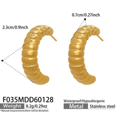 18K Gold-Plated Ridged Hoop Earrings