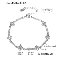 Clover Cubic Zirconia Link Bracelet