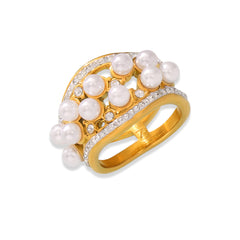 Shell-Pearl Cluster Band Ring