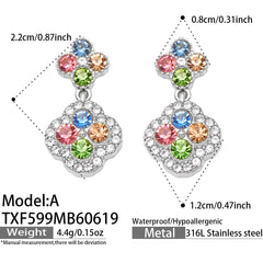 18K Gold-Plated Color Four-Petal Cubic Zirconia Jewelry