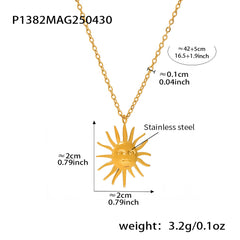 Sculptural Sun Face Pendant Necklace