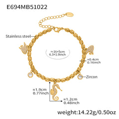 18K Gold-Plated Ocean Charm Bead Bracelets