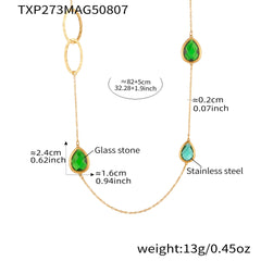 Faceted Glass Long Link Necklace