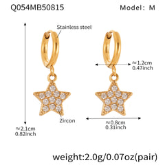 18K Gold-Plated Cubic Zirconia Star Hoop Earrings